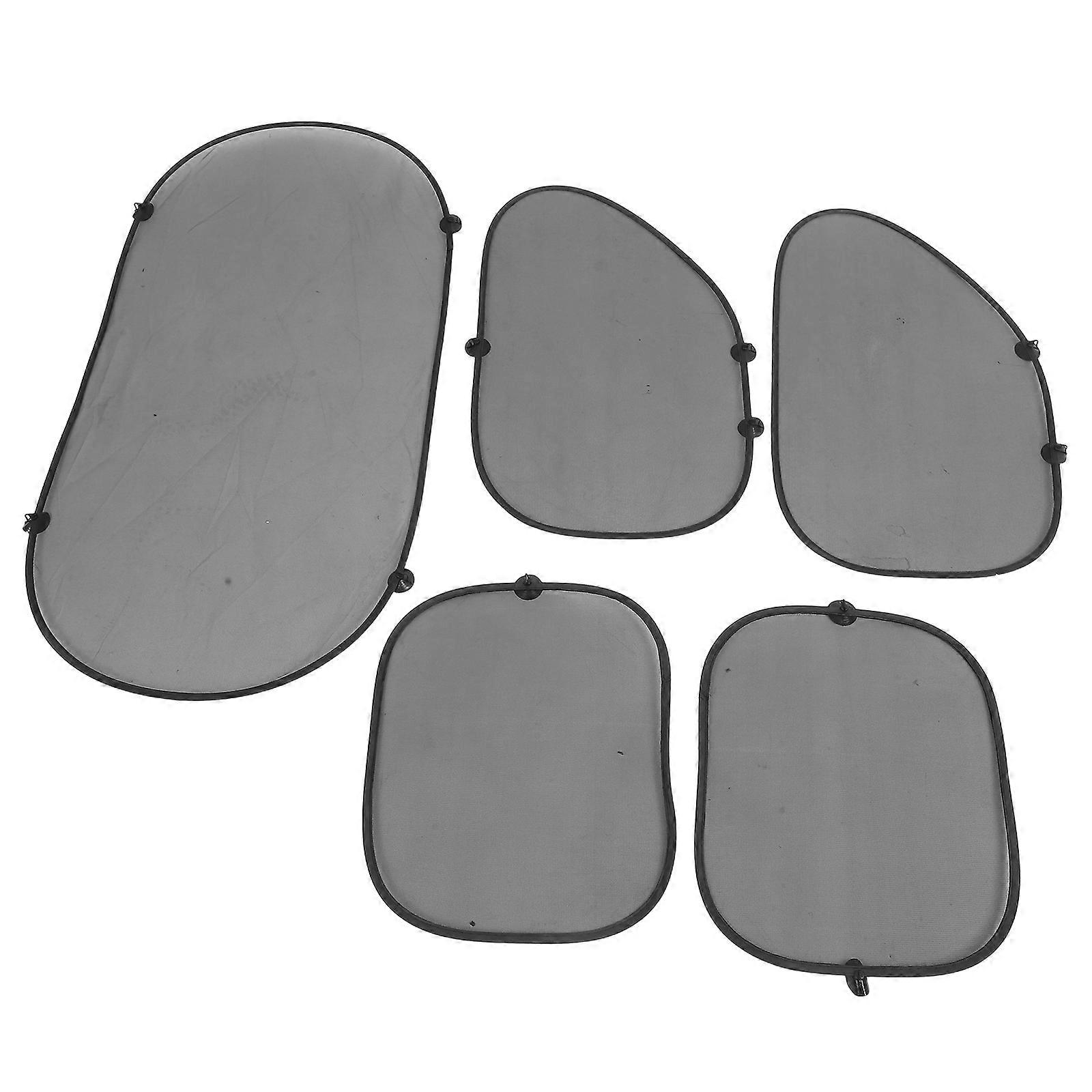 Car Side Window Shades Sun Protection Car Sunshade Summer Use 65x38cm Black Polyester 5Set