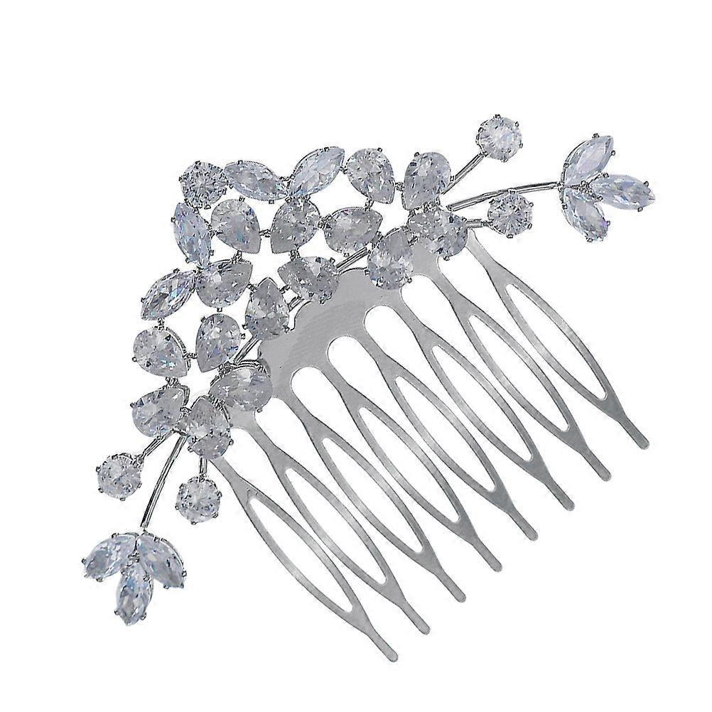 Shiny Rhinestone Hair Comb Bridal Headpiece for Decor Silver Alloy 1 Piece