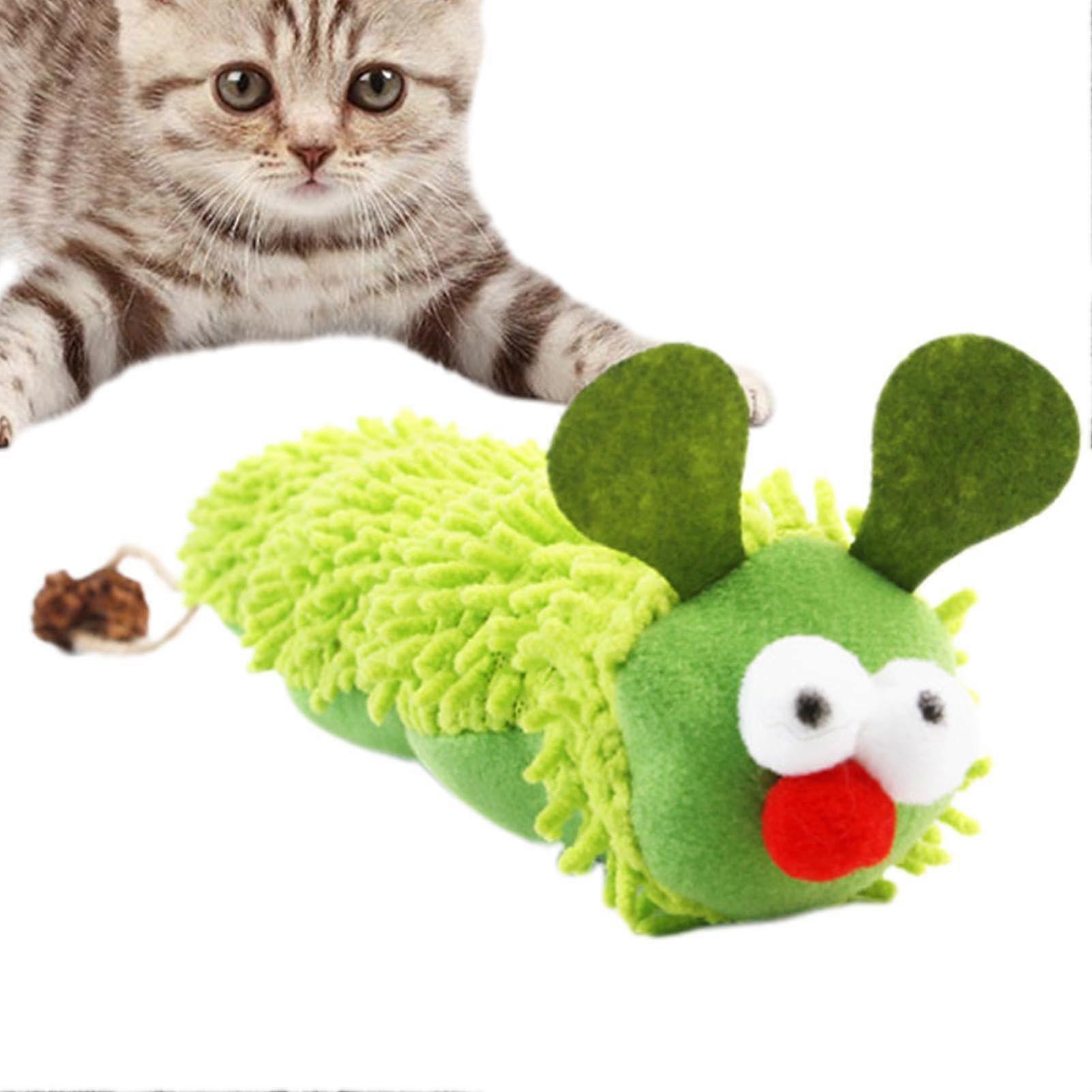 Plush Toy for Cats with Catnip J Raupe Caterpillar Cat Toy Kitten Teething Toy with Crinkle Sound