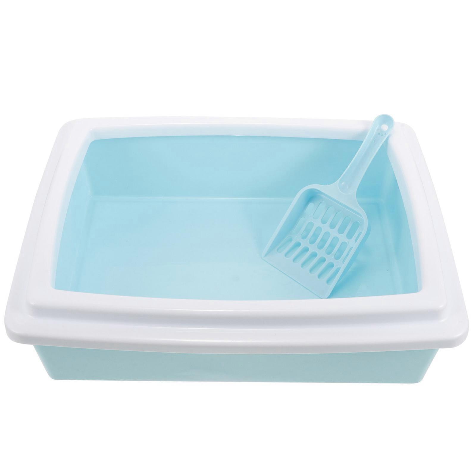Semi Closed Portable Cat Litter Box with Scoop – High Sided Sturdy Design for Odor Control & Easy Cleaning, Open Top, Suitable for Small Animals