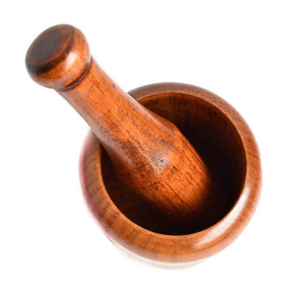 Wooden Kitchen Household Garlic Pugging Pot Pedestal Bowl and Pestle Set Garlic Pounder
