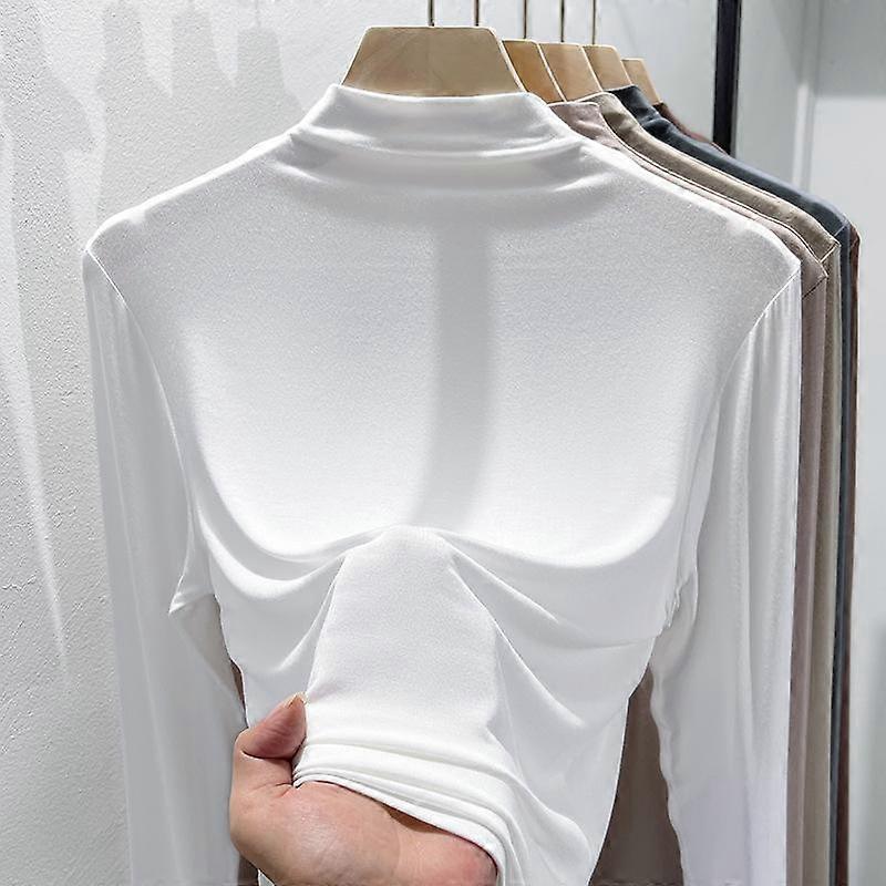 Primavera e autunno delle donne camicetta fondo camicia metà interna collo alto elegante manica lunga top
