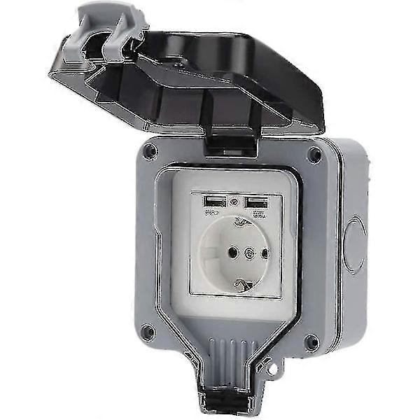 Outdoor Socket for Garden IP66 Weatherproof USB Socket Wall Mounted