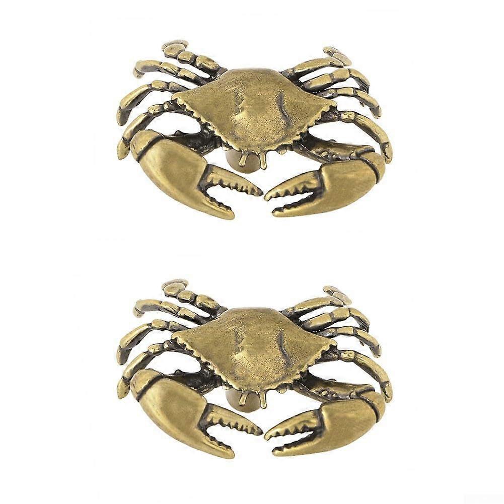 Brass Door Handle Set with Crab Design, Unique Decorative Touch for Home, 2 Pieces, Antique Style, 5 Inch