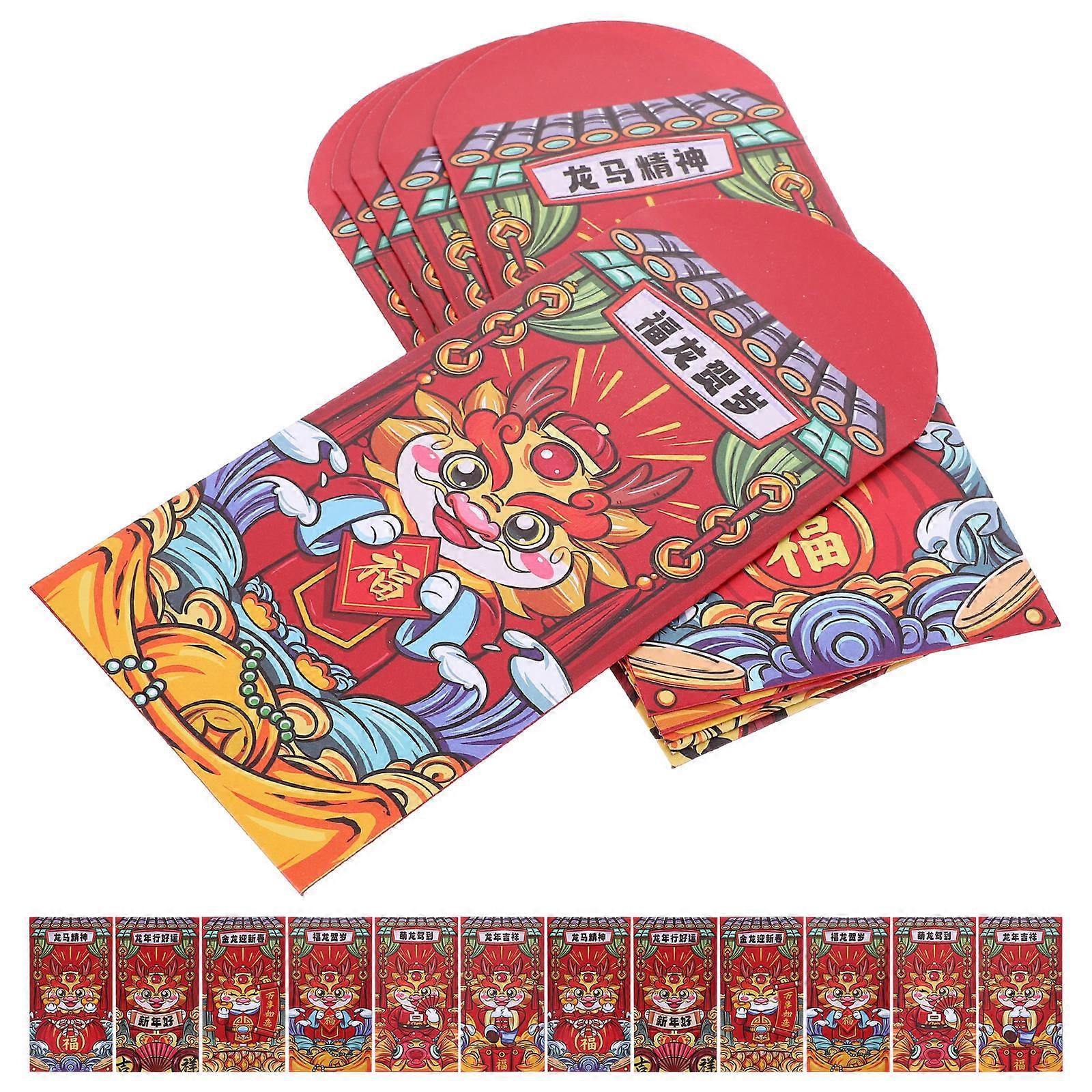 18pcs Decorative Multi Color Chinese Style Red Envelopes Paper Money Storage Packets for Chinese New Year