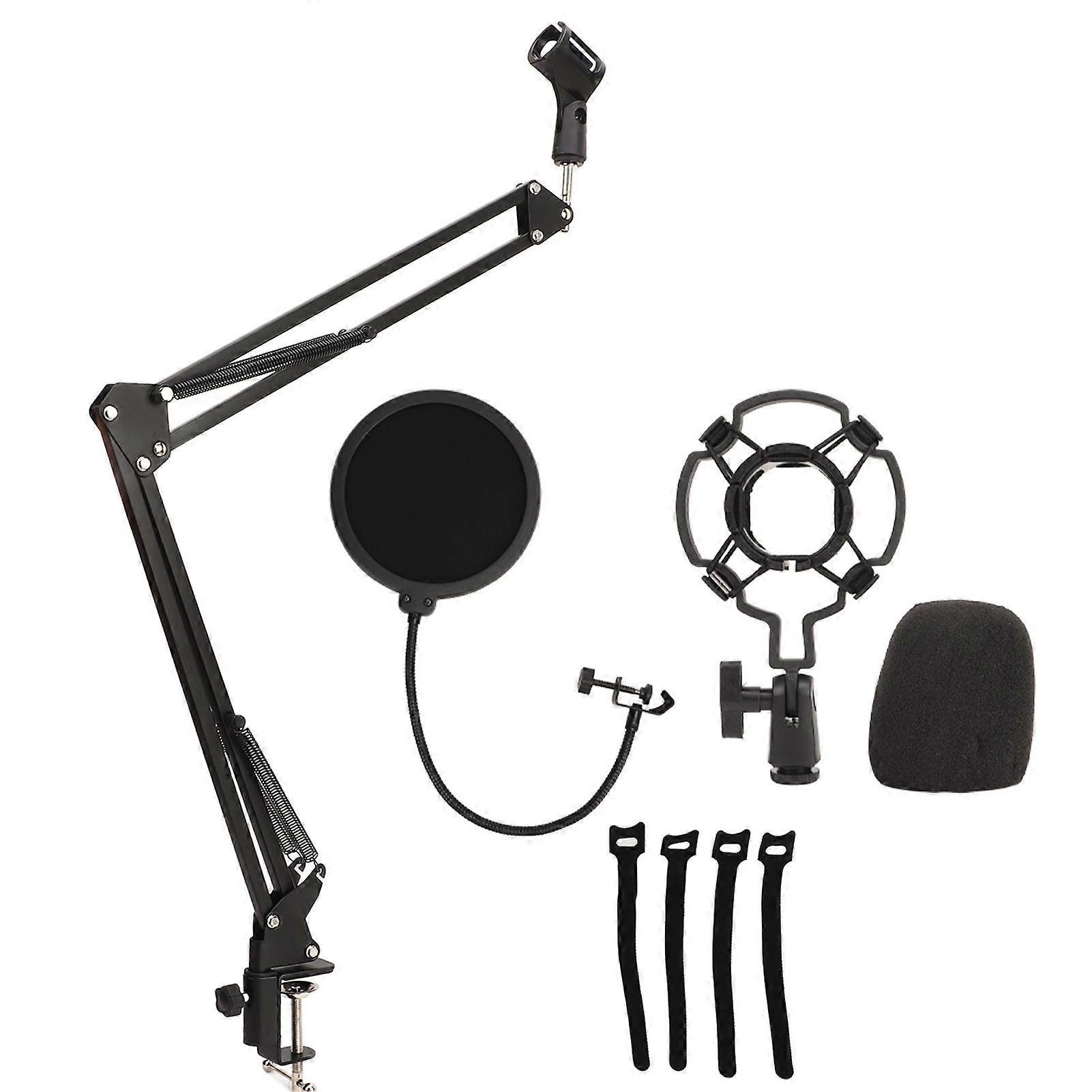 NB35 Microphone Stand Adjustable Mic Suspension Arm Stand with 3/8in to 5/8in Screw Adapter Clip Shock Mount