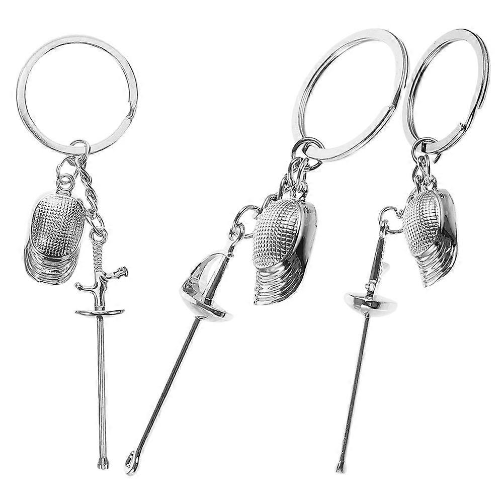 Fencing Keychain Metal Fencing Sport Souvenir for Fencers 3Pcs Set