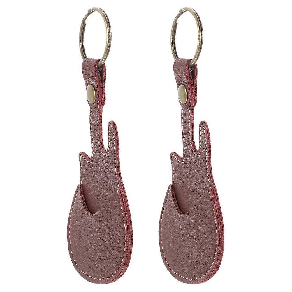 Guitar Pick Holder Keychain PU Plectrum Case with Impact Protection, Stylish Guitar Shaped Portable Pick Organizer for Performances and Practice