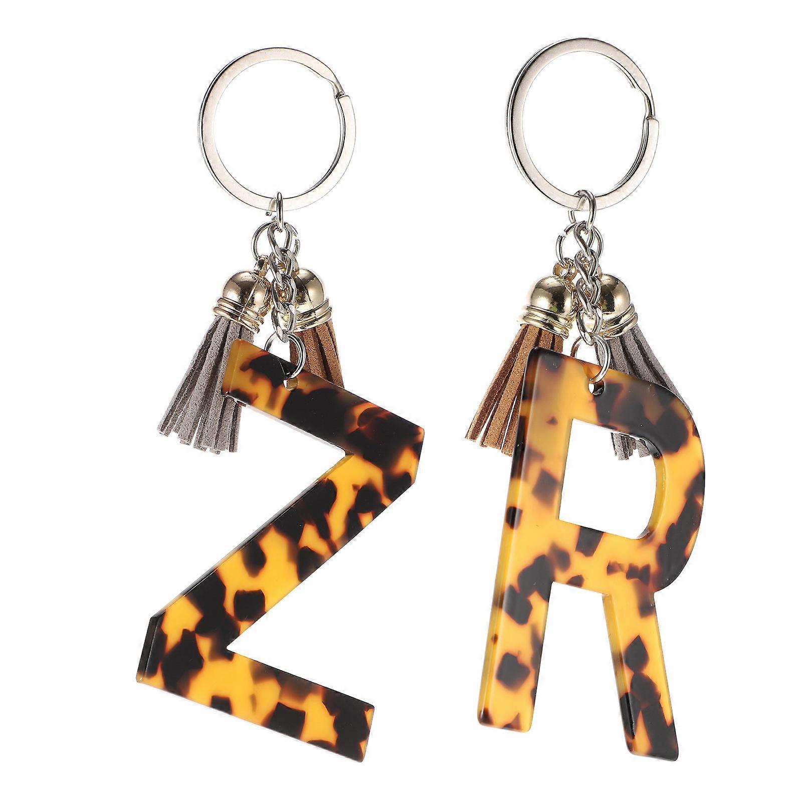 Fashion Alphabet Keychain Accessories 2Pcs Leopard Print Keychains Suitable For Daily Use And Gift Giving Durable Material