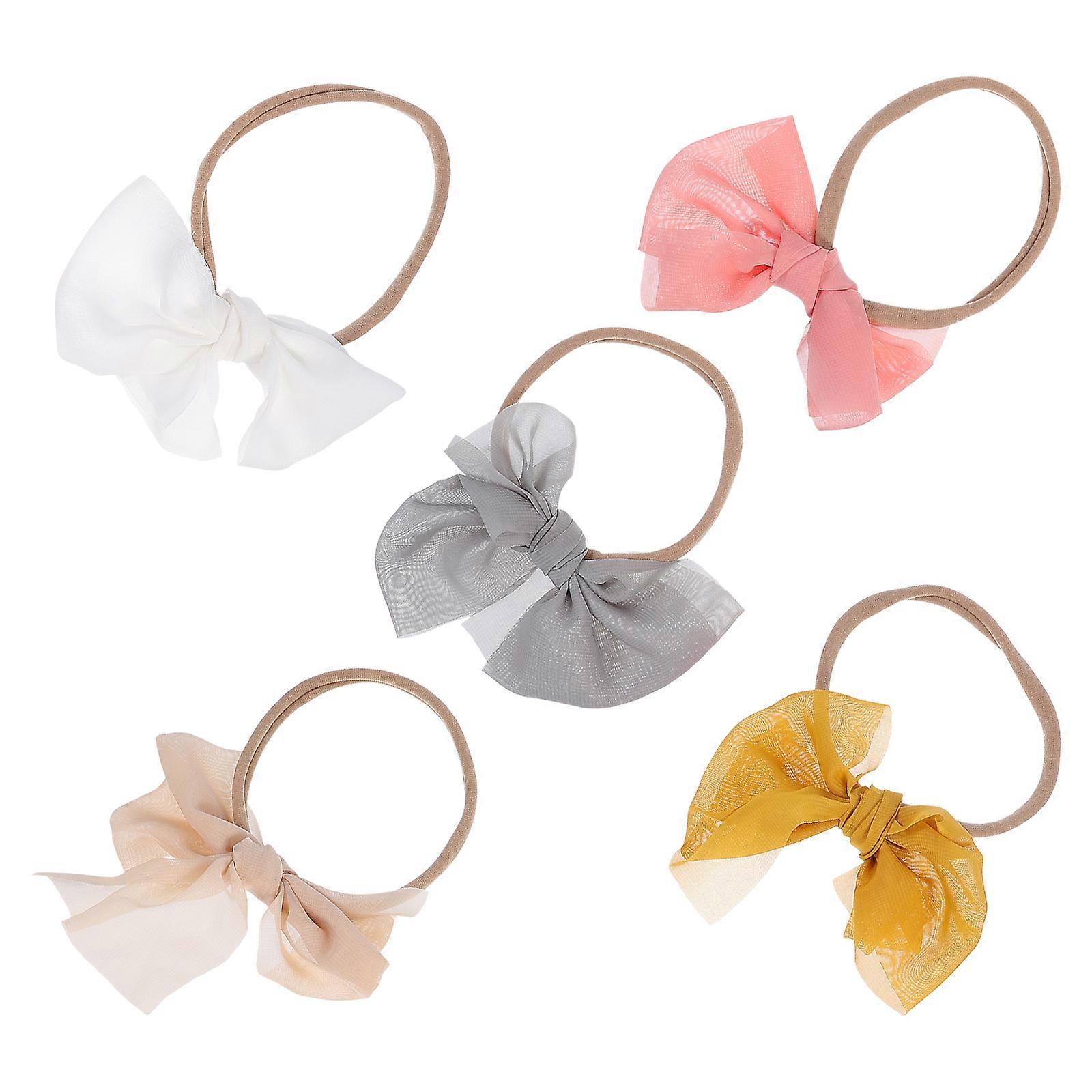 5Pcs Elastic Hair Band With Bowknot Design For Children - Practical Hair Accessory For Daily Use