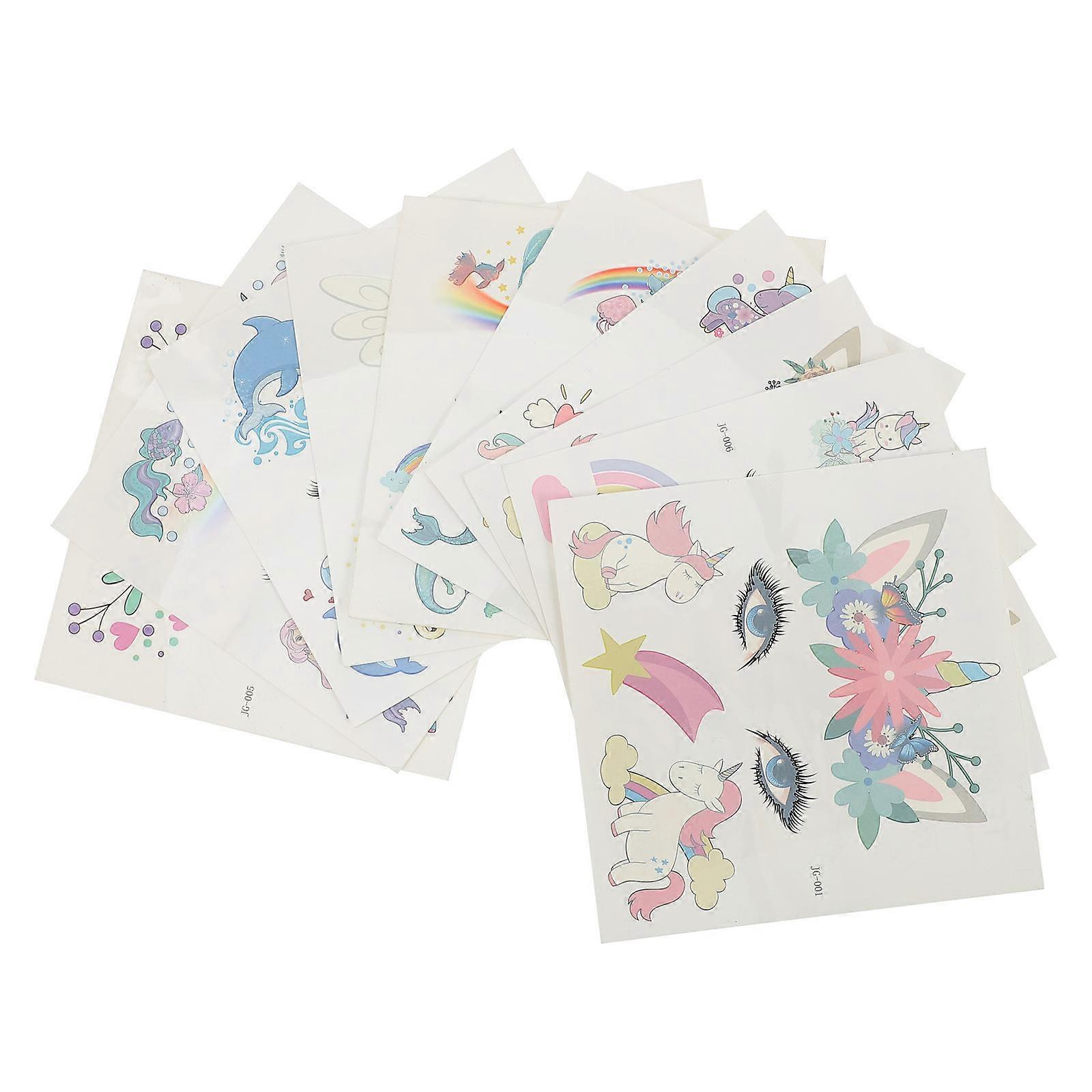 Assorted Color Children Cartoon Temporary Decals Designed For Playtime With Friends Various Shapes Waterproof 10Pcs