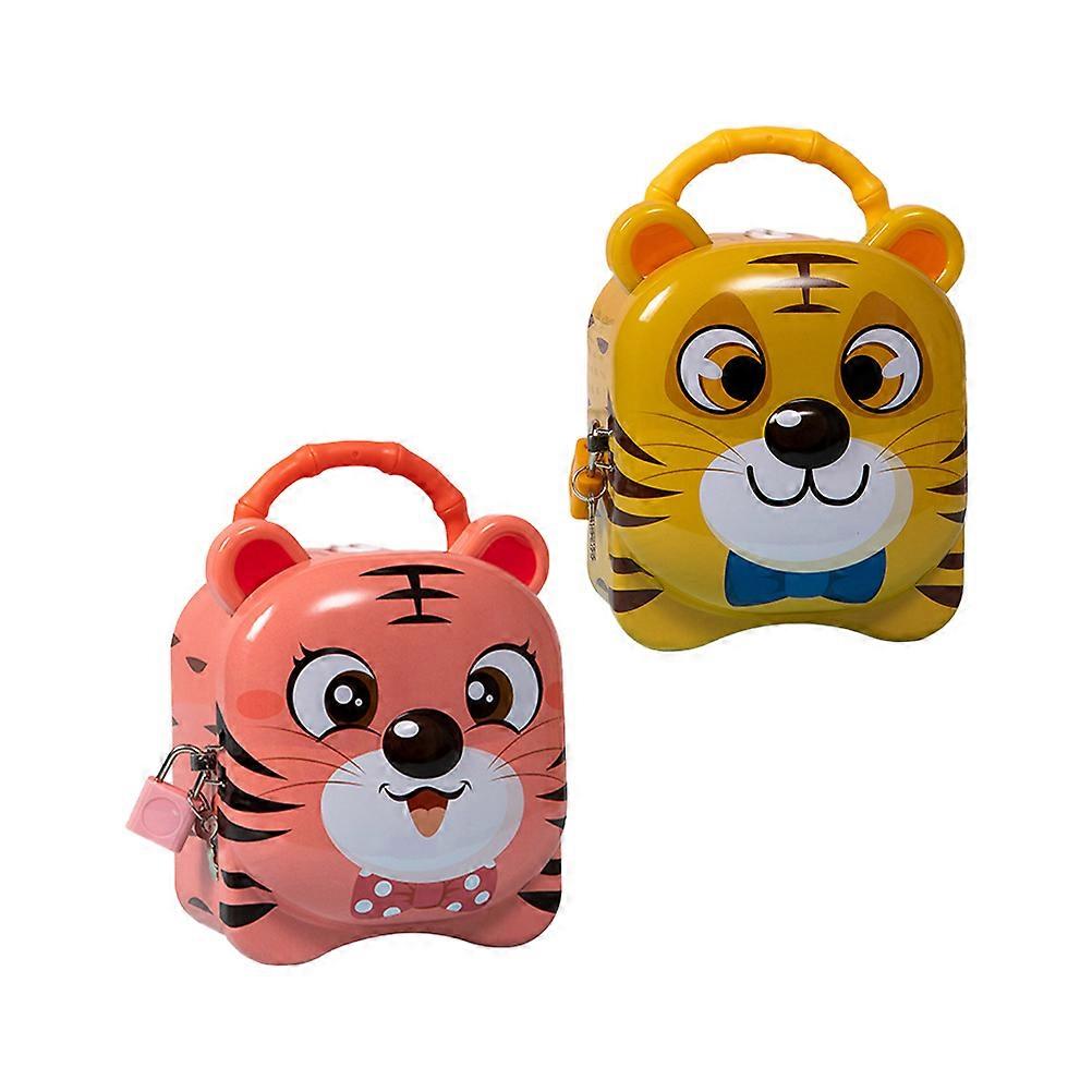 Cute Storage Containers 2Pcs Tiger-Shaped Coin Box For Kids As A Gift Daily Use Style