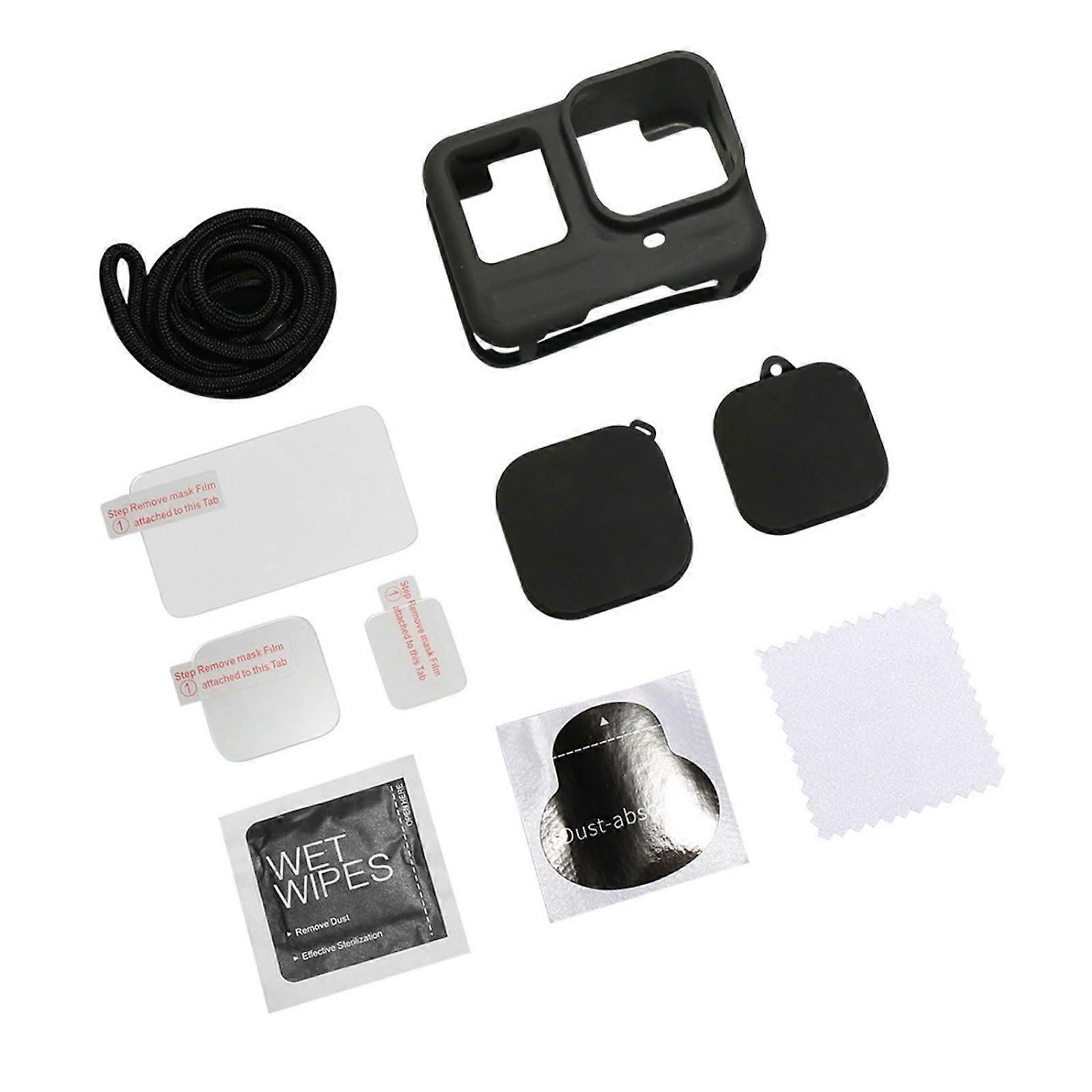 Transparent Glass Screen Protector Set for Action Camera with Silicone Lens Cover, Compatible with Various Models
