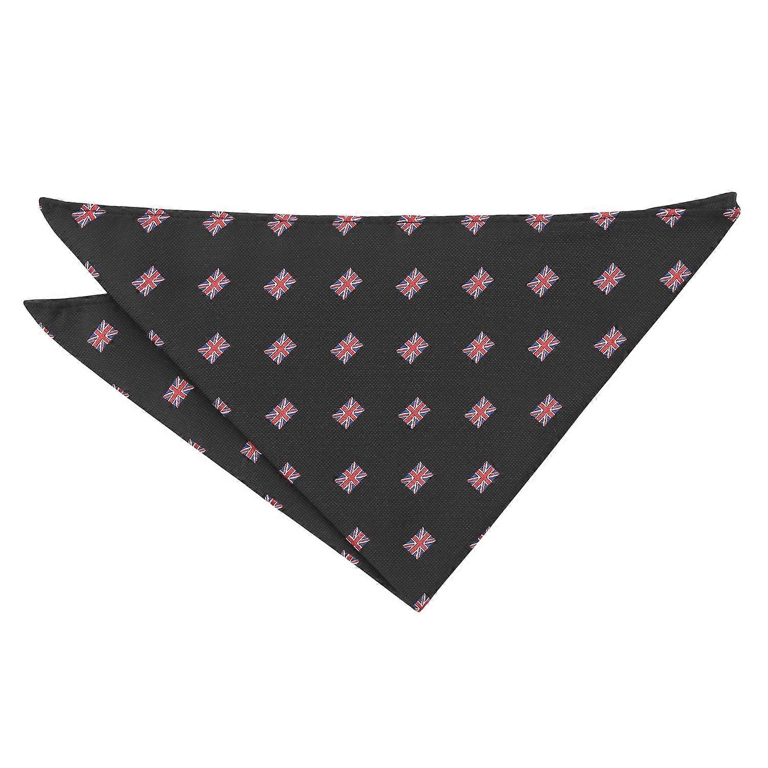Black British Union Jack Flag Embroidered Pocket Square