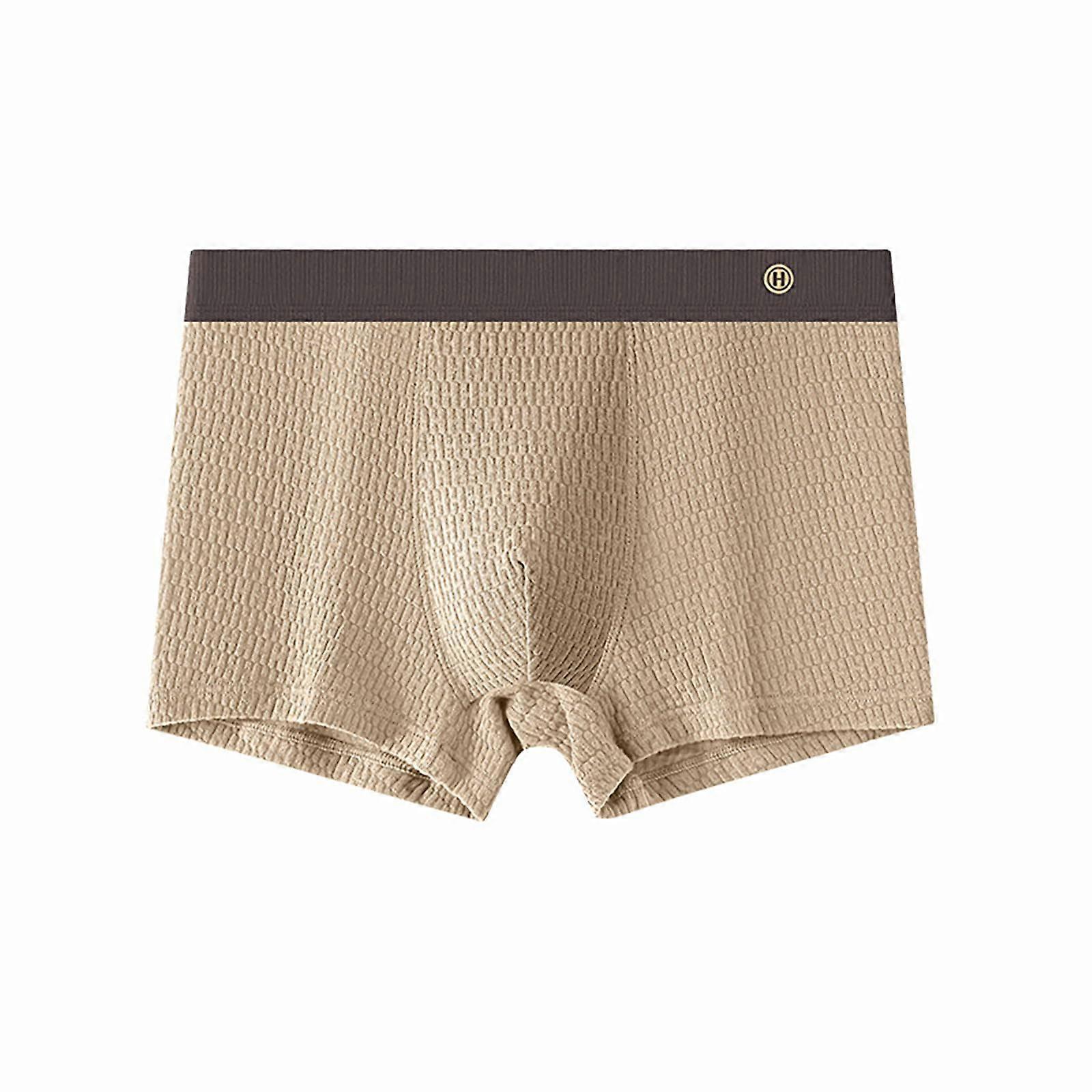 Boxer Shorts Herren Baumwolle, Retro Herrenunterwäsche XL Khaki, Atmungsaktive Basic Trunks, Leichte Stretch Unterwäsche