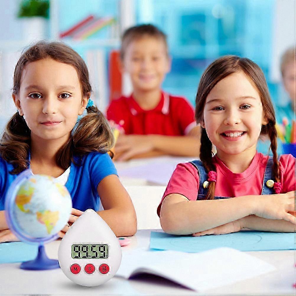 Digital Bathroom Timer with Water Drop Design for Kitchen and Shower Use - White