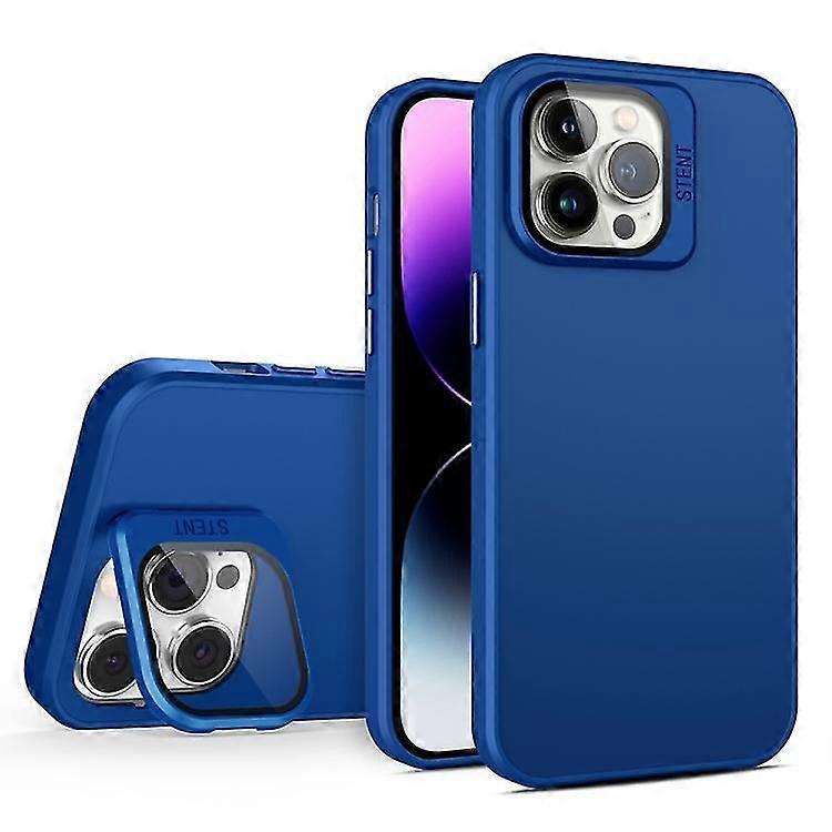 For iPhone 14 Skin Feel Lens Holder PC + TPU Phone Case