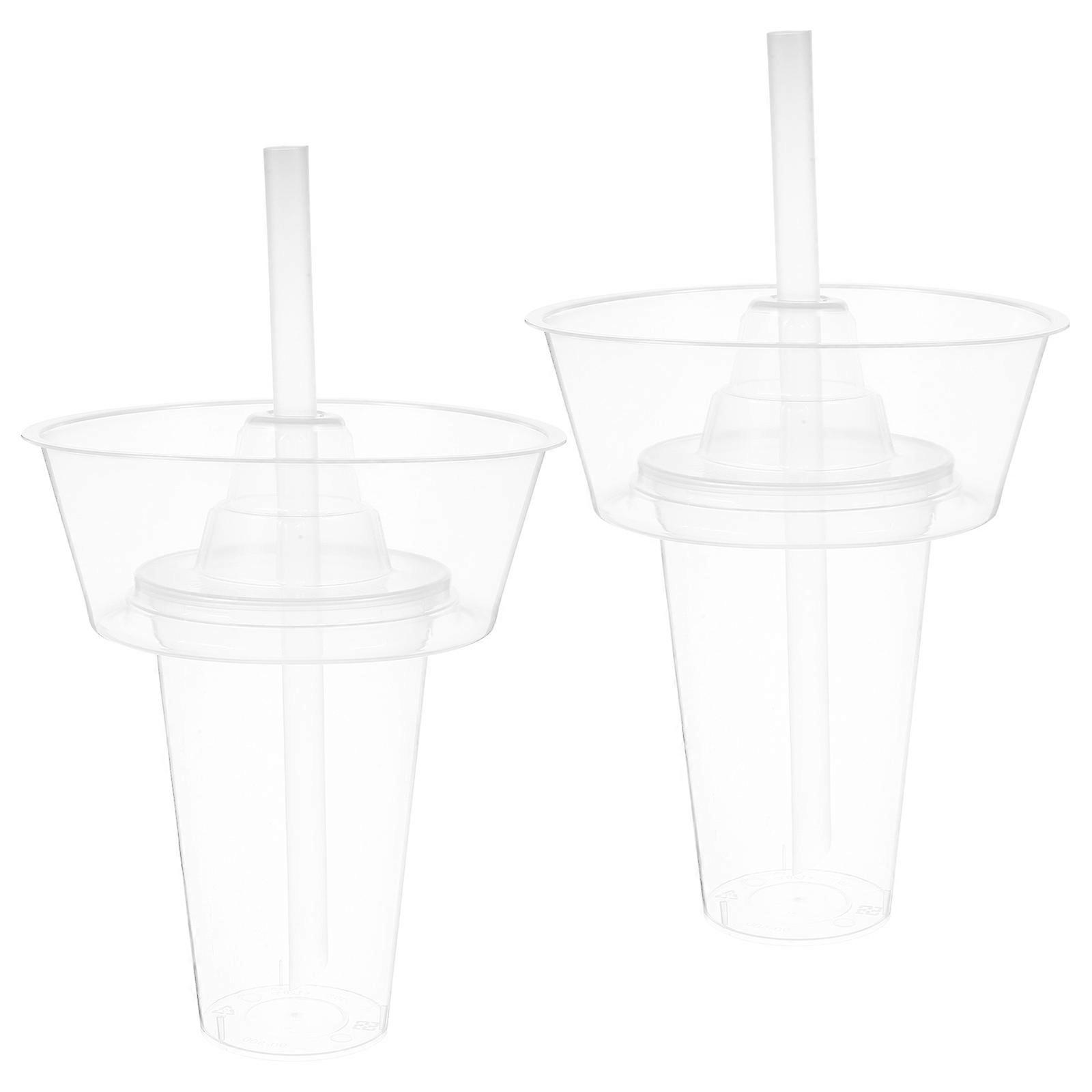 Reusable Snack and Drink Cup with Made of Material for Storage Transparent 2 Sets