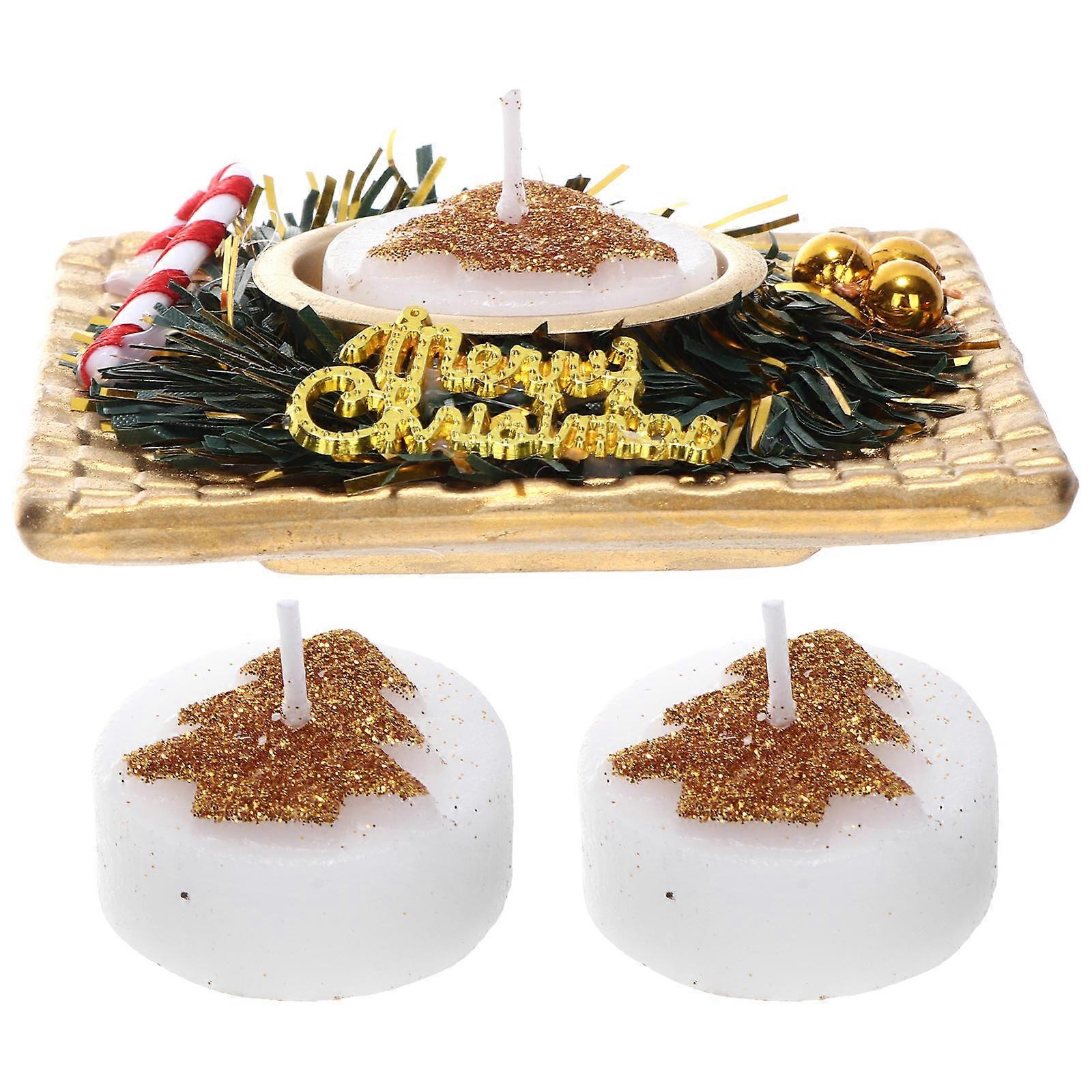 Christmas Aroma Candle With Xmas Tree Layout For Christmas Decorations In Golden Color To Create Romantic Atmosphere 1 Set