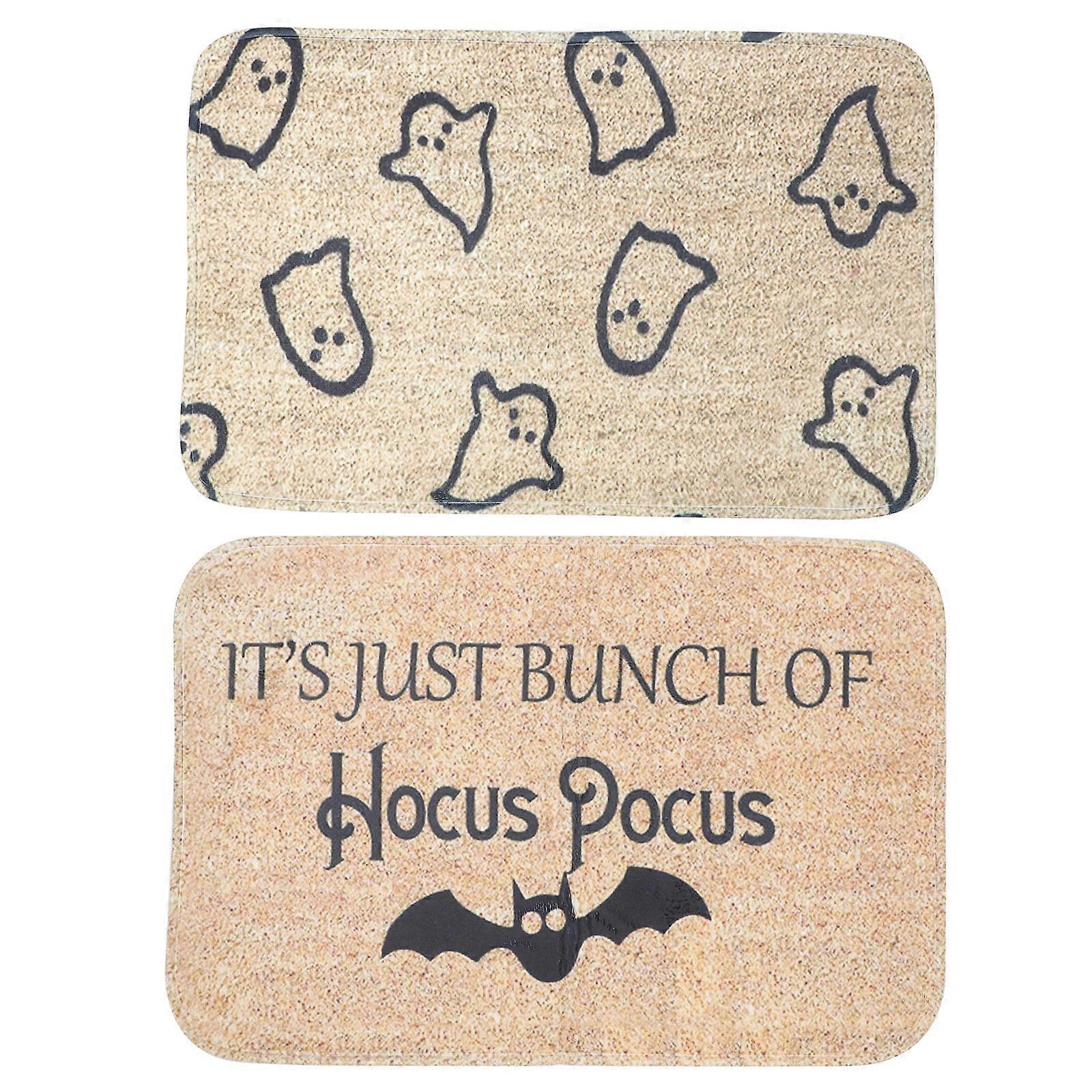 Halloween Cartoon Ghost Doormat Set of 2   Low Profile Design for High Traffic Areas   Easy to Clean Floor Mat to Protect Against Dirt and Scratches