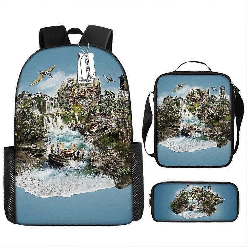 Exciting Jurassic Park Backpack Set for Young Explorers - 3-Piece School Essentials with Dino Design