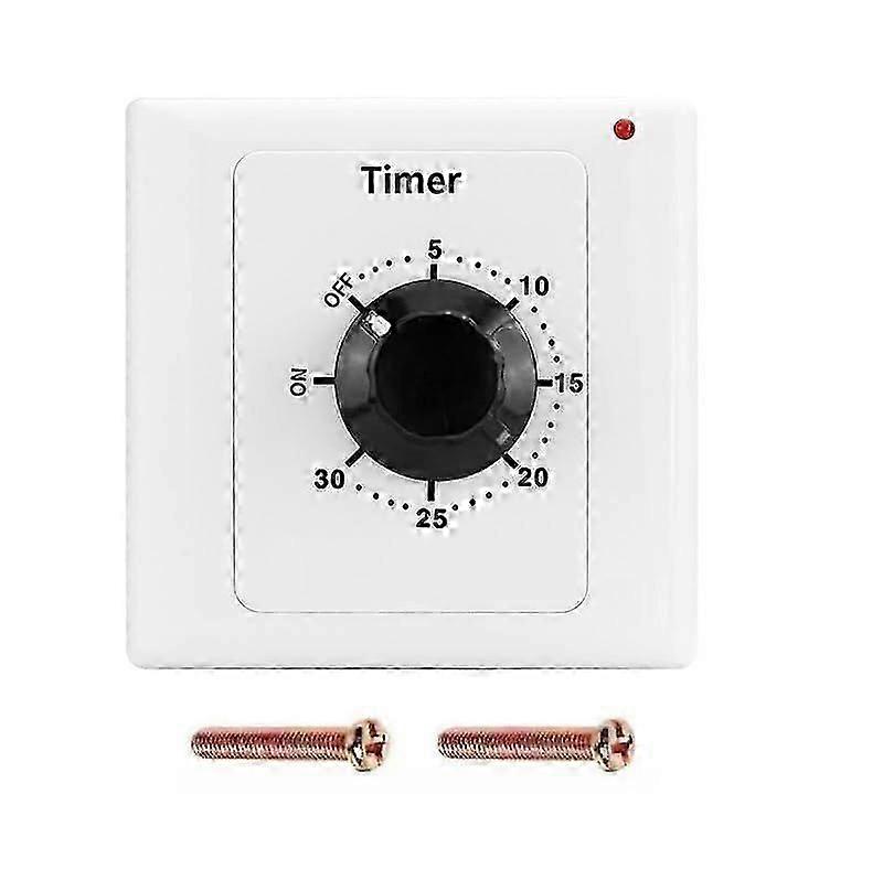 Timer Switch, AC 220V 15A Intelligent Mechanical Countdown Timer Socket Time Switch 86 Panel Timer Control Knob (30 Min)
