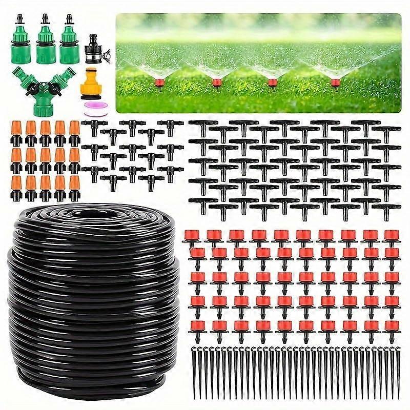 164ft Adjustable Garden Drip Irrigation Kit with 1/4' Hose, Automatic Watering System