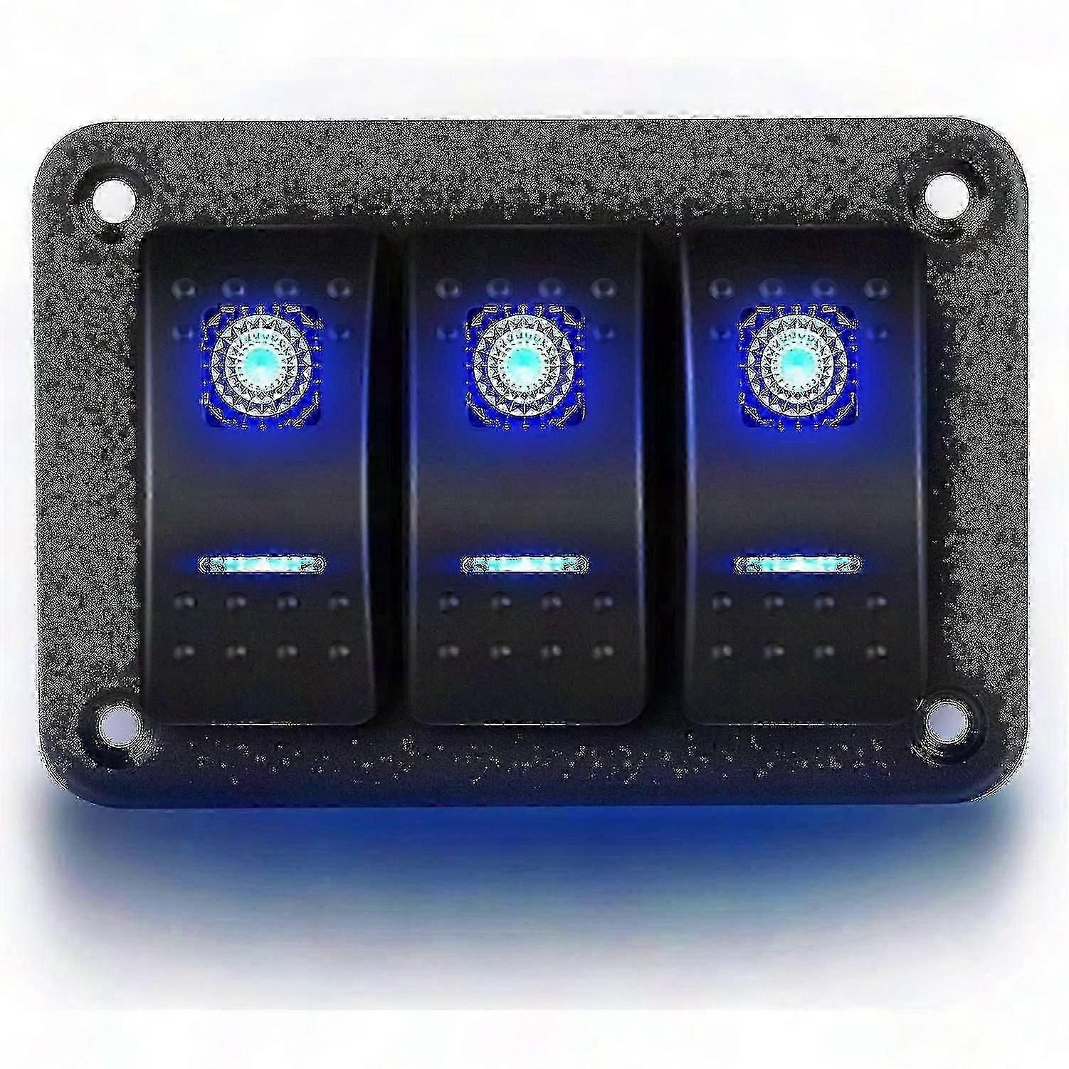 3 Gang Switch Panel Toggle, 12V/24V Toggle Switch Panel with Double LED for Boat Car Truck Electric Board
