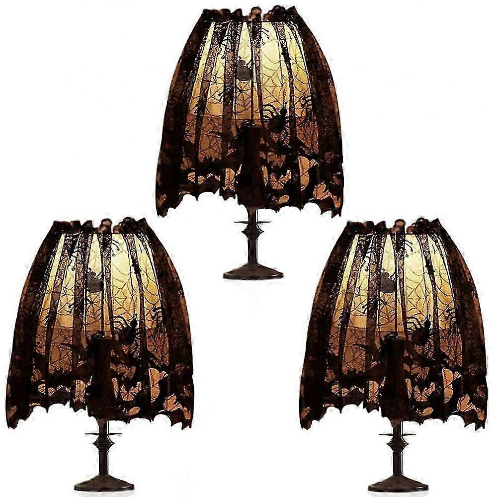 3pcs Halloween Decoration Spider Web Table Lampshade Door Curtain For Party Decor