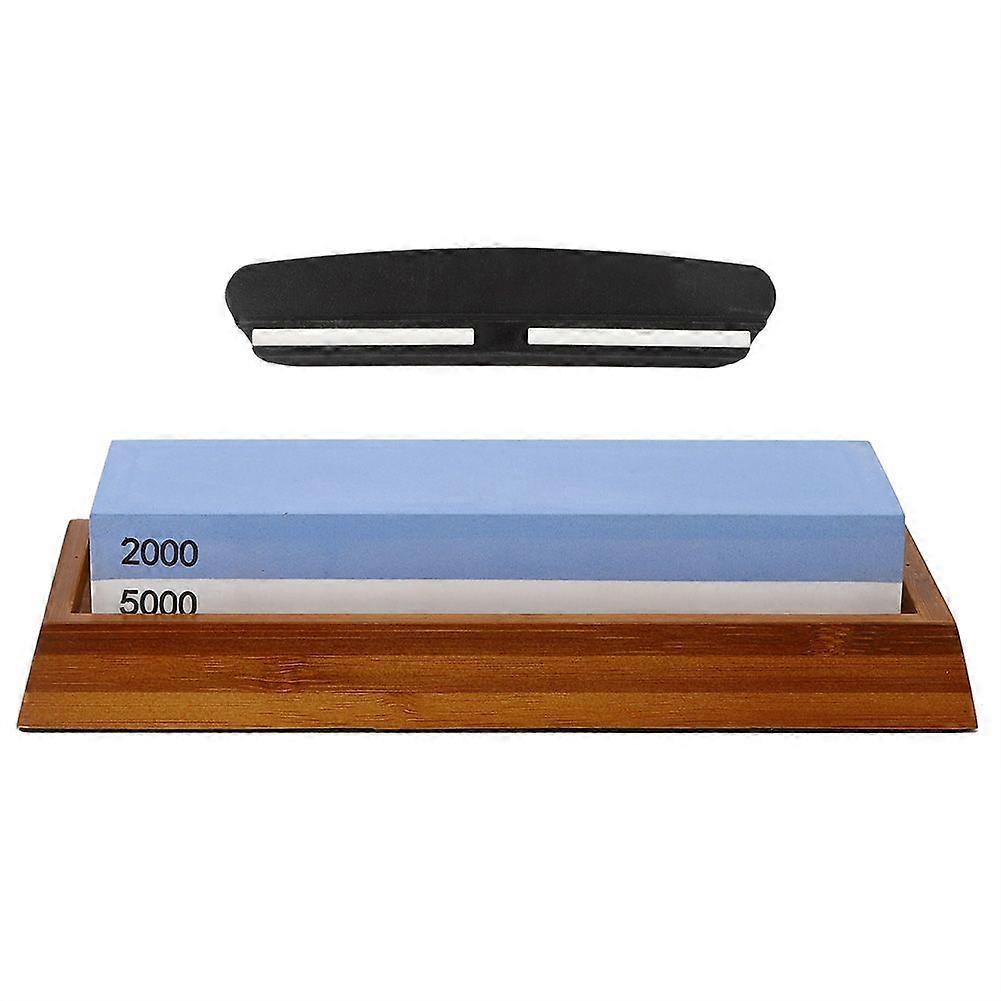 2000/5000 Grit Double-Sided Knife Sharpener, Kitchen Whetstone, Sharpener with Base Angle Guide