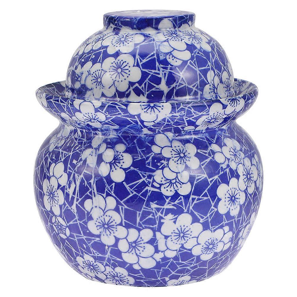 Kitchen Supply Round Ceramic Kimchi Jar with Airtight Lid for Food Storage Multi Color 1Set