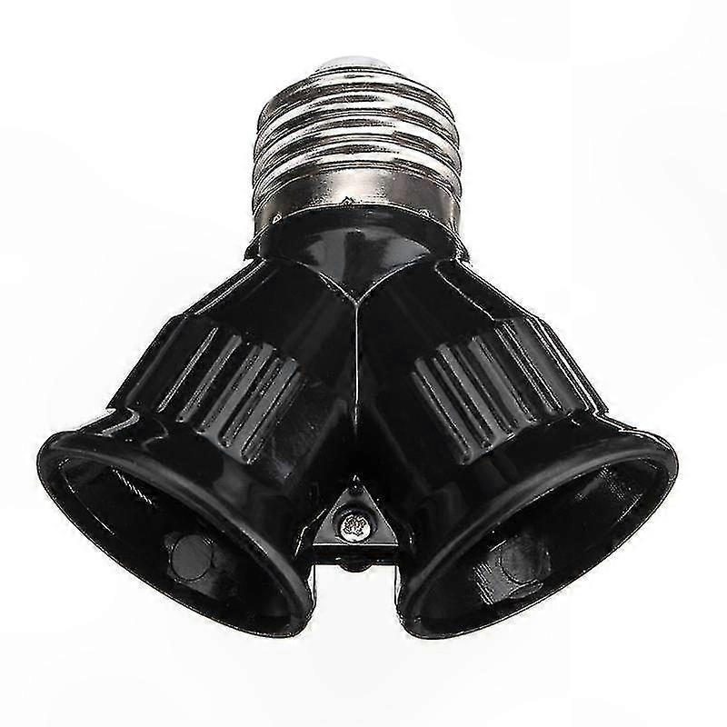 E27 to 2E27 LED Bulb Adapter Converter Socket Base Splitter Black