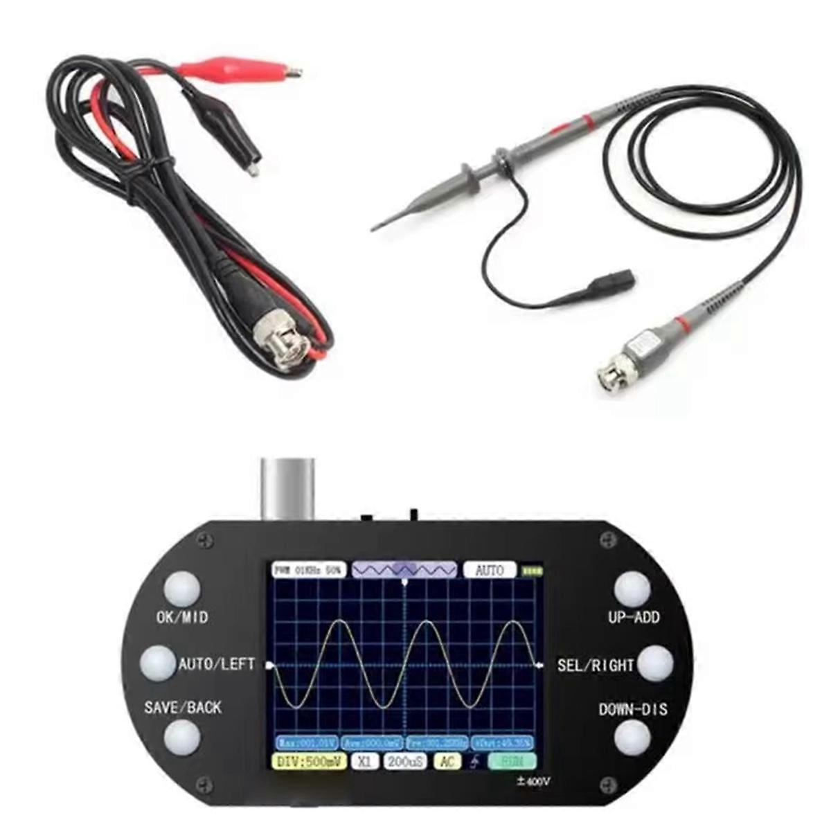 Mini Handheld Digital Oscilloscope 2.5MHz Sample Rate 500KHz Bandwidth Support AUTO with Probe for