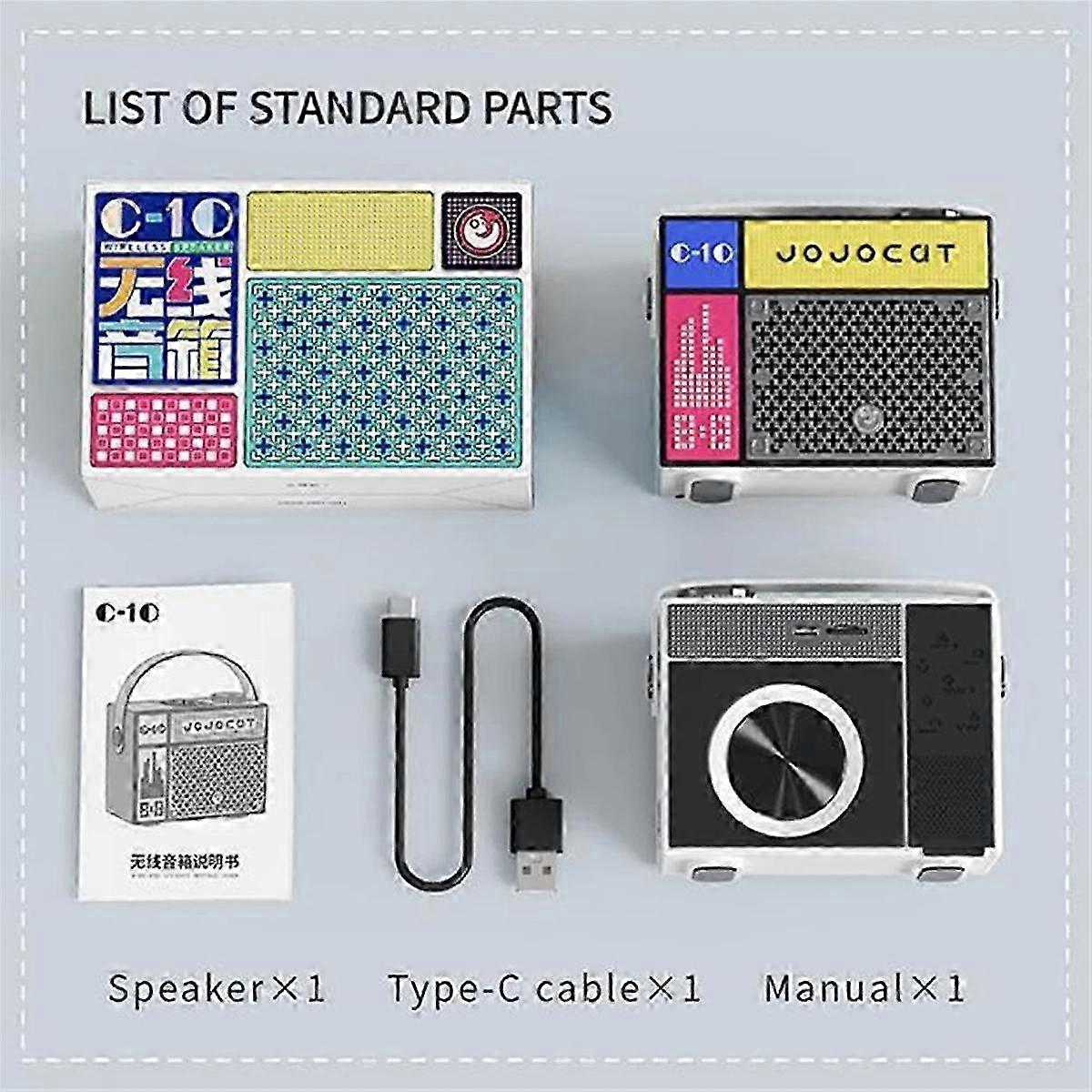 Bluetooth Speaker Rechargeable Wireless Speaker with Deep Bass Support TF Card USB Drive Home Decor,White