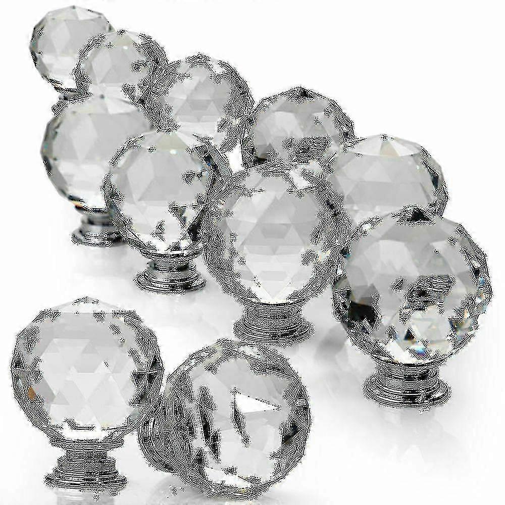 20 X Crystal Glass Door Knobs Diamond Drawer Knobs Cabinet Draw Pull Handle Zy