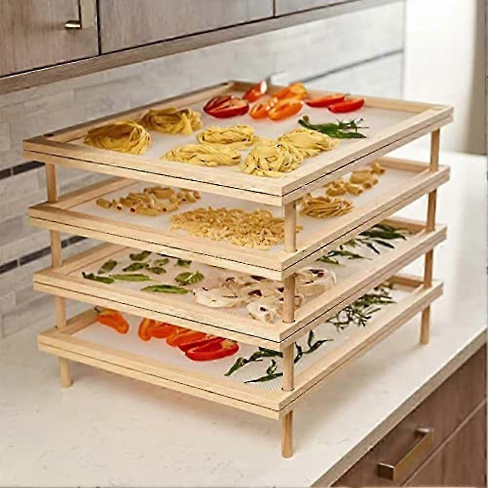 Stackable nets for herb dryer with wooden pasta racks
