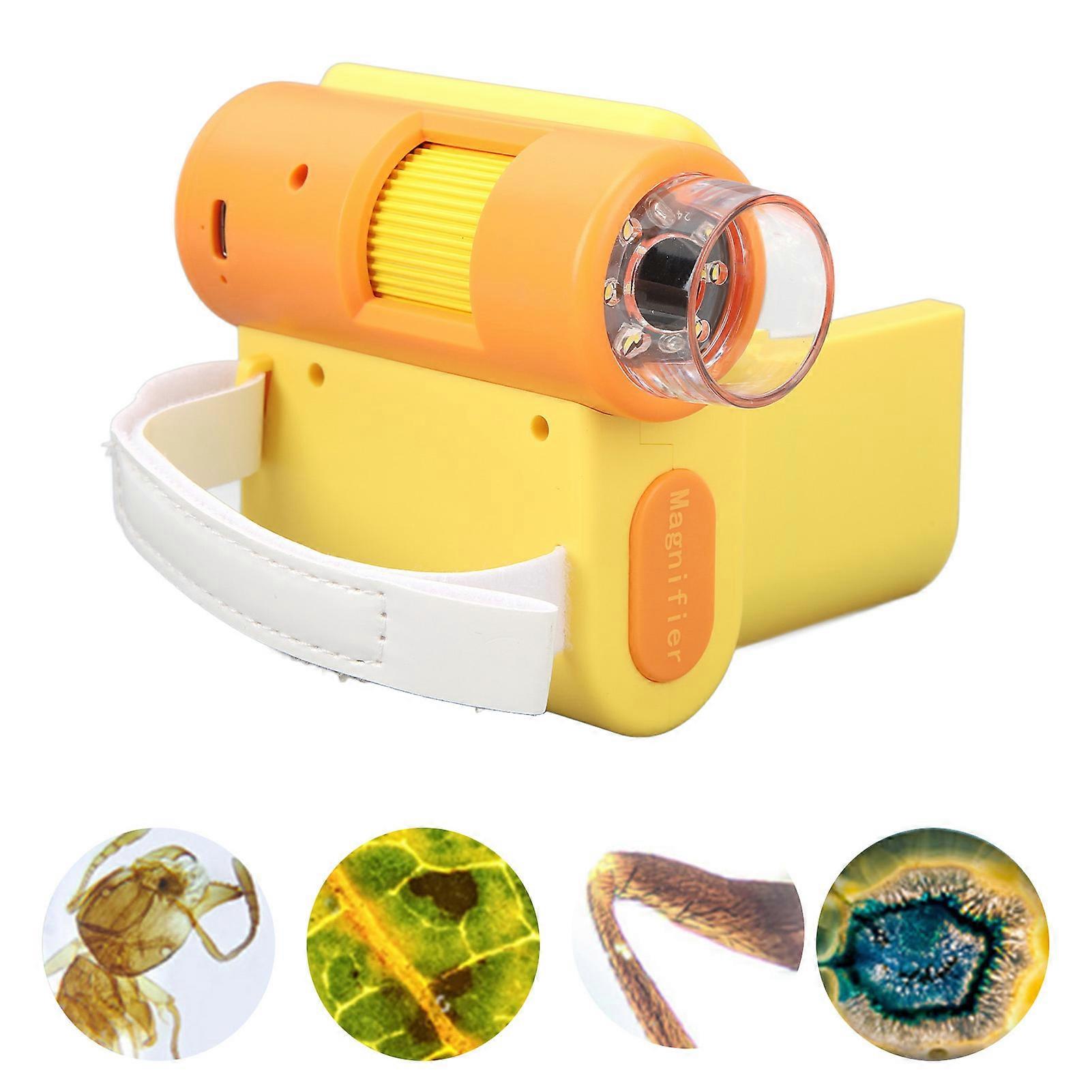 Kids Handheld Microscope 2.0 Inch IPS Screen Video Camera Yellow