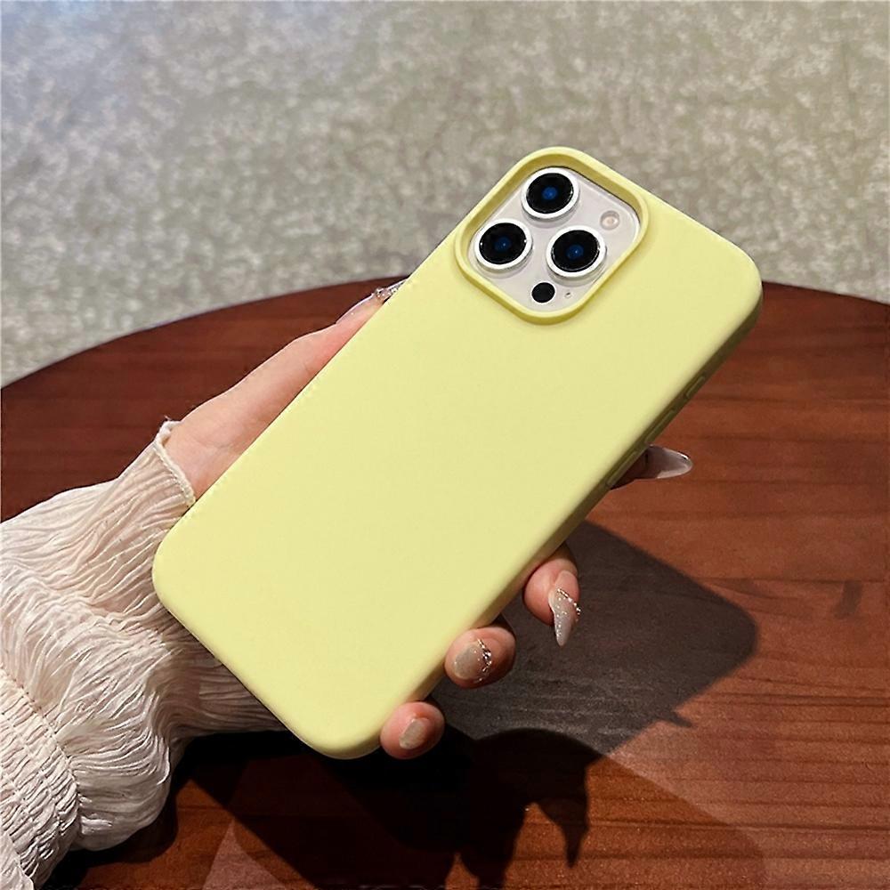 For iPhone 16 Pro Max Case Soft Microfiber Lining Liquid Silicone+PC Phone Cover - Light Yellow