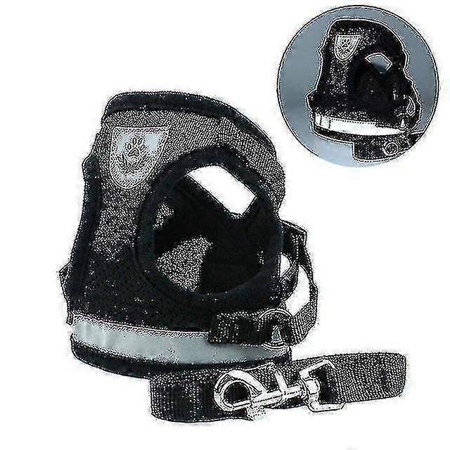 Bird Cage Bird Baths Adjustable Polyester Mesh Reflective Vest Lead Leash For Pet Dog Size:l Black
