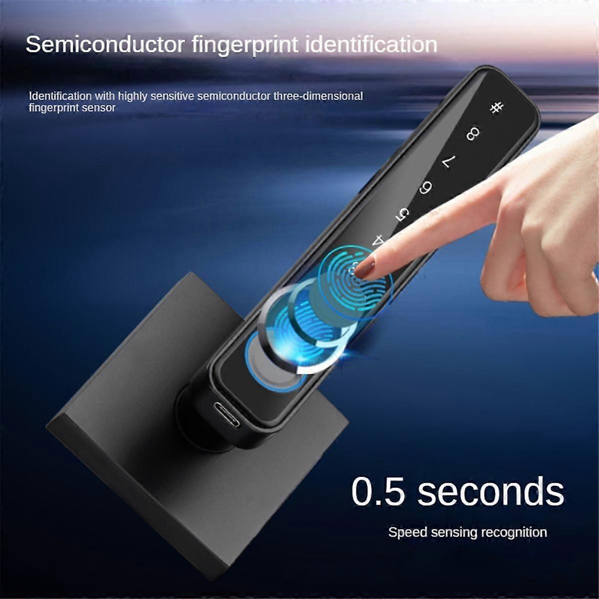 Fingerprint Door Handle, Keyless Door Handle with 4 Ways to Unlock, for Home Room Bedroom Office St