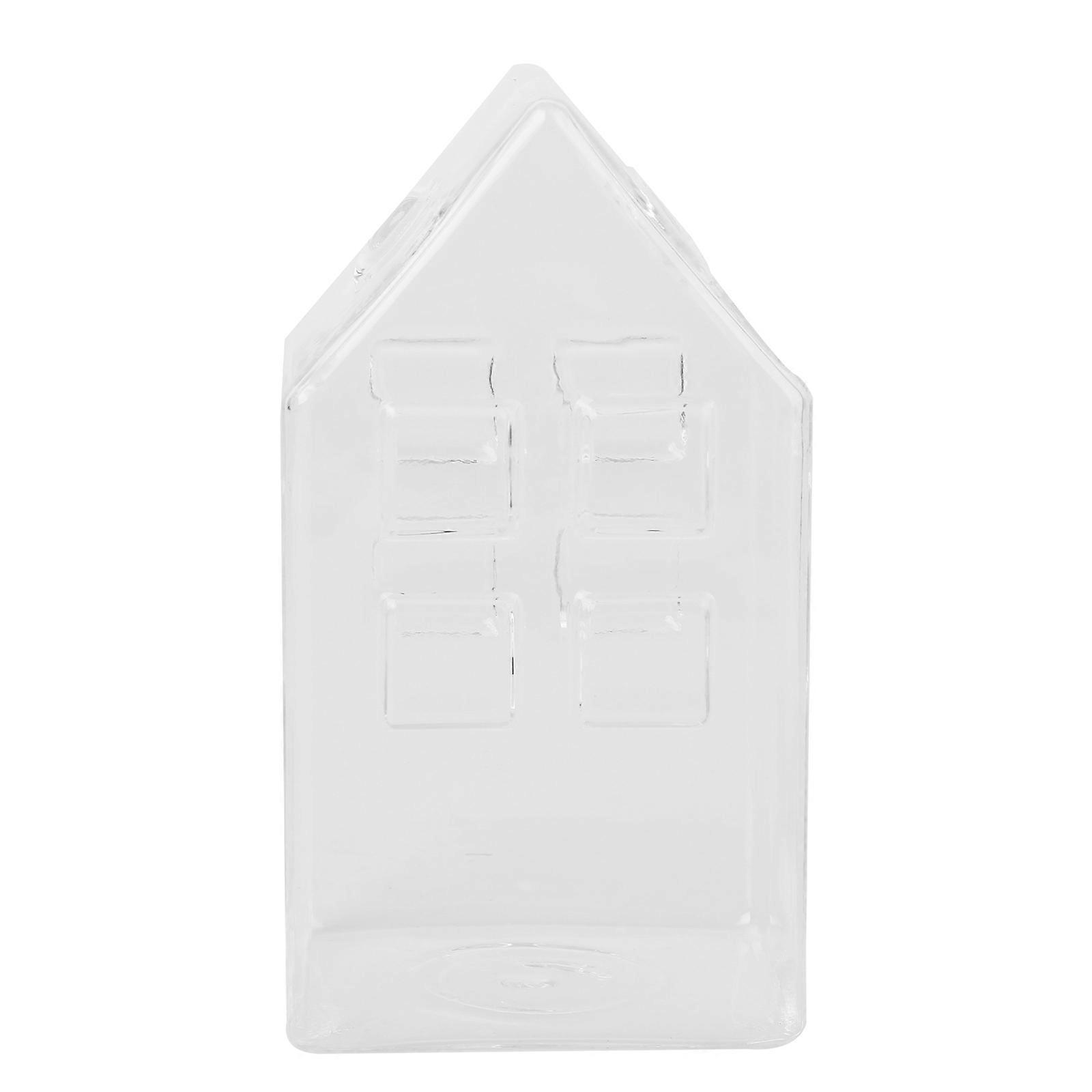 1pc Glass Vase for Decor Elegant House Shape Craft Stable Base Transparent