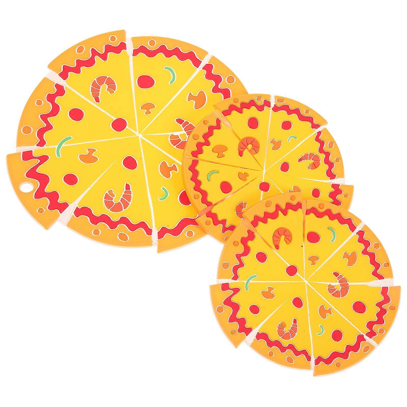 Cup Coasters PVC Decorative Cup Coasters for Cups 3Pcs Pizza Shaped Set