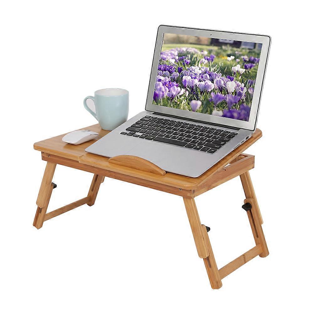 Adjustable Bamboo Laptop Desk 53-58.8cm x 23.4cm Foldable Tray