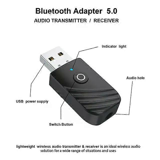 USB Bluetooth 5.0 Transmitter Receiver Stereo Bluetooth RCA 3.5mm AUX Suitable for TV PC Headphones Home Stereo Car HIFI Audio