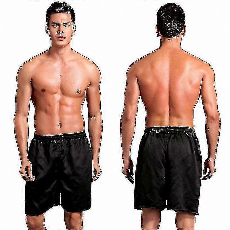 Men's Satin Boxer Shorts with Comfortable Elastic Waistband for Sleep and Lounge