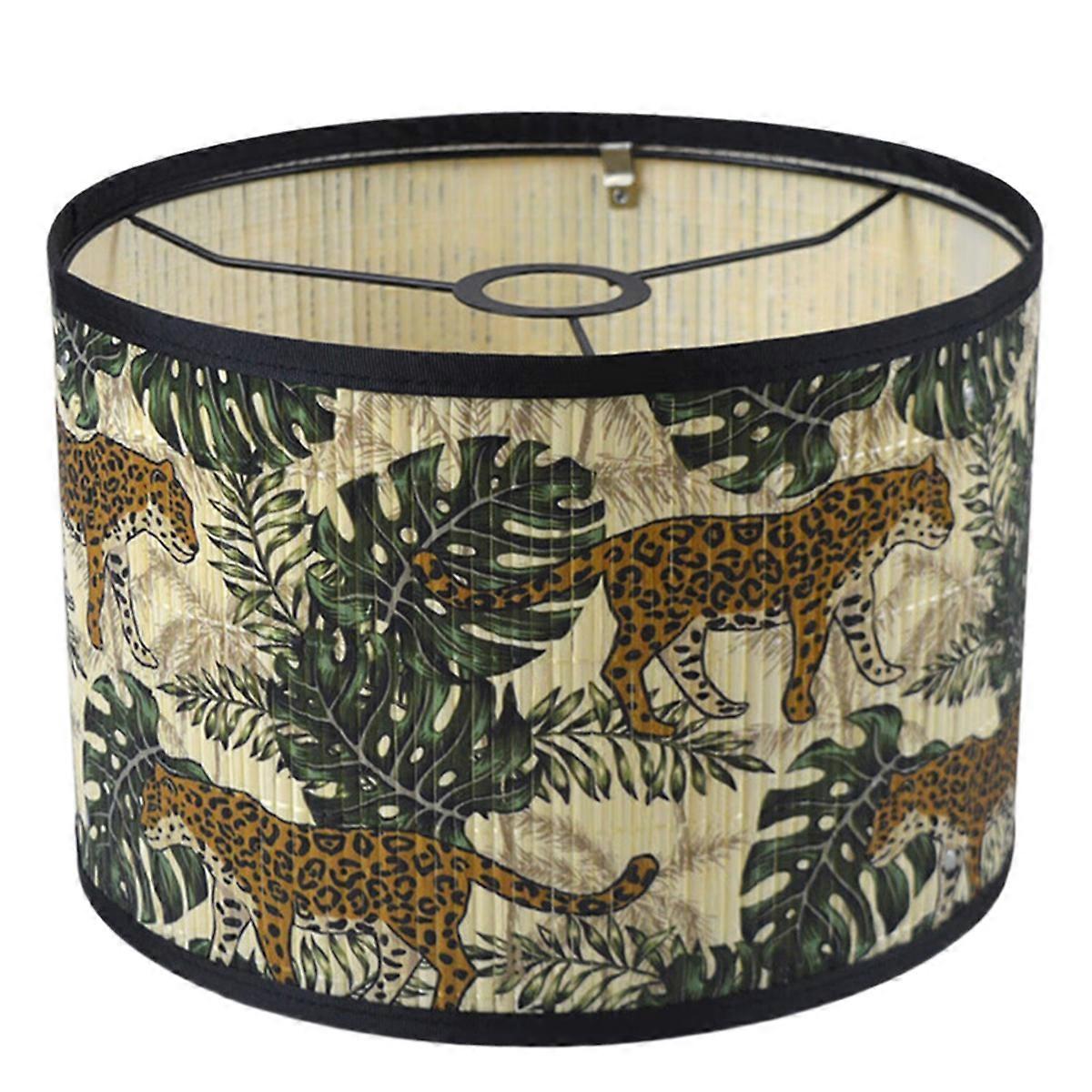 Lampshade Bright Green Plant Bird Decoration D -Shaped Lampshade Suitable for Floor Lamp, Table Lamp in Bedroom D