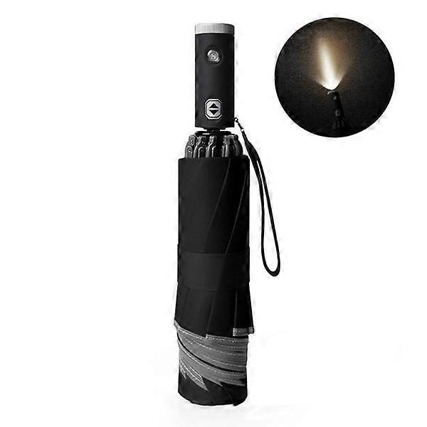 Automatic Reverse Folding Umbrella Reflective(Black)