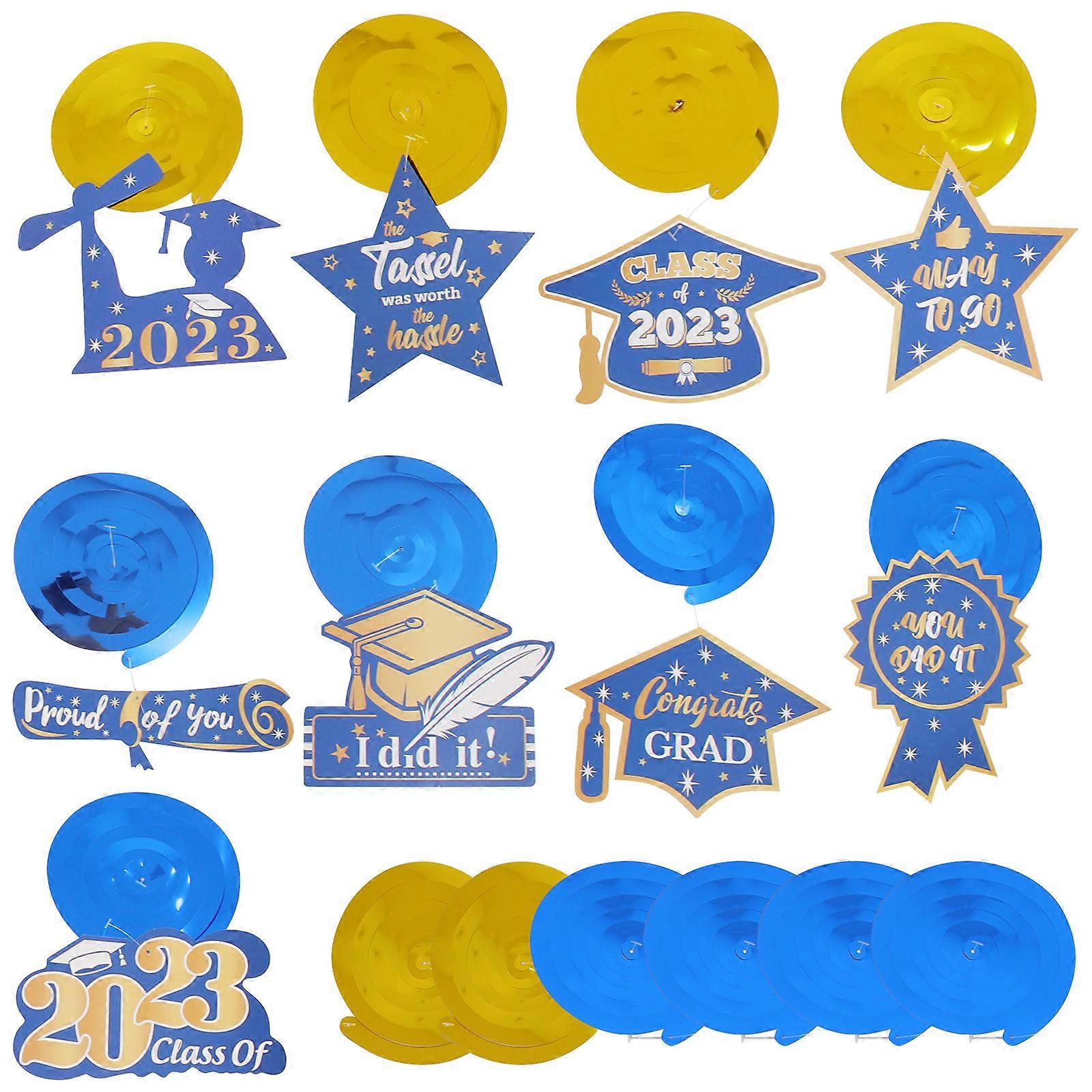 15Pcs Graduation Swirls Hanging Pendant Blue for Party Decor