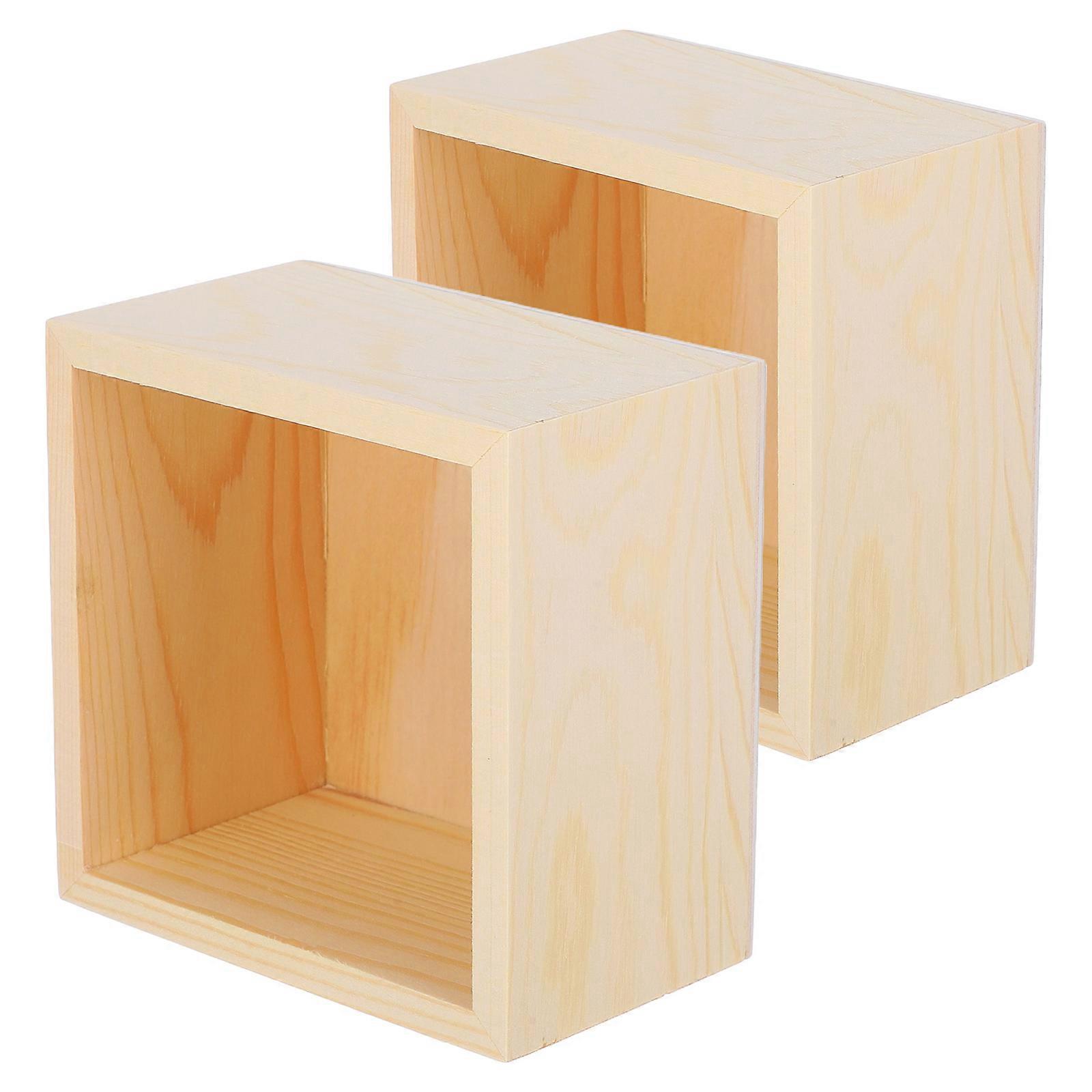Small Square Wooden Box for Storage with Rustic Style 10 Pieces