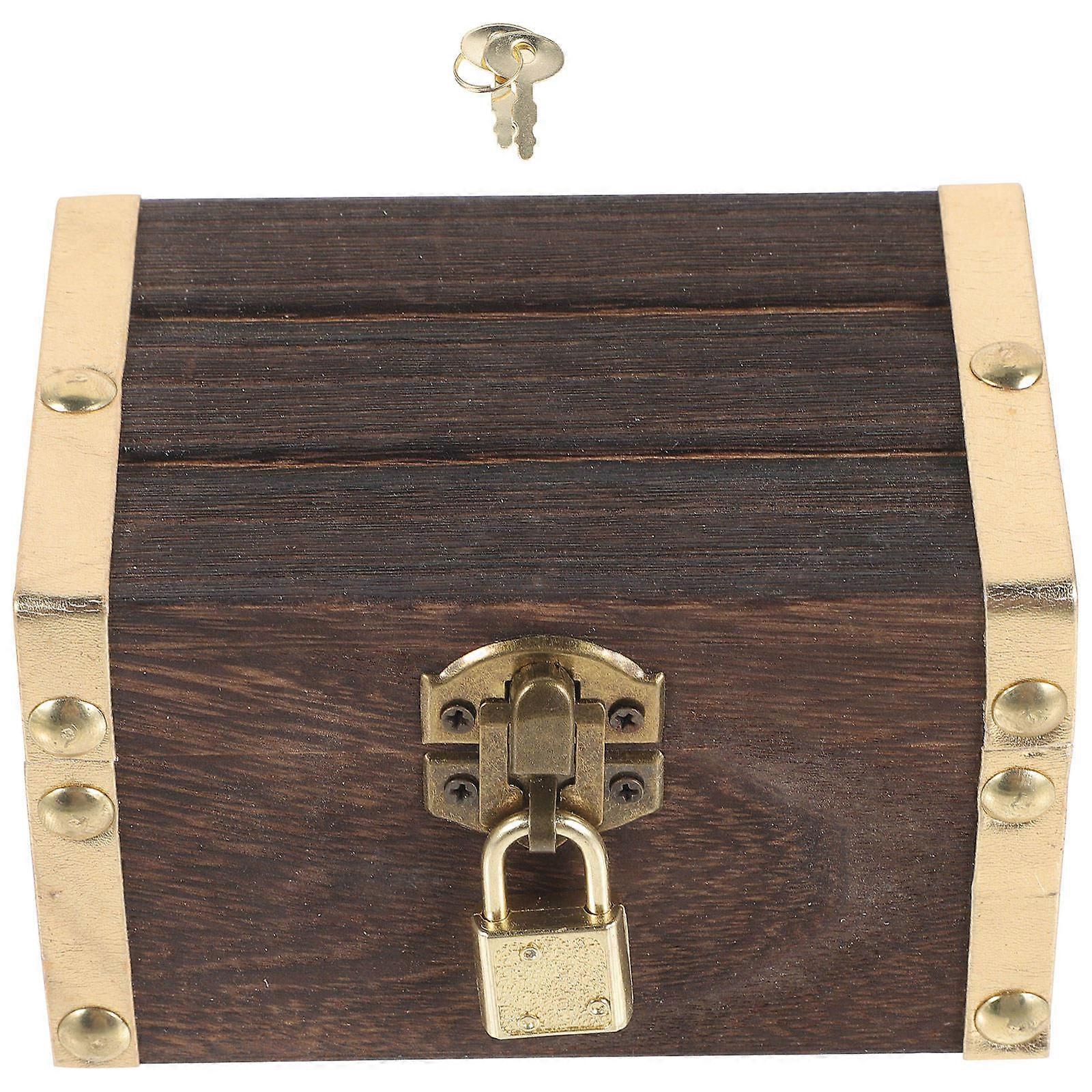 Vintage Treasure Chest Multi-Function Storage Box with Key 5Sets Wood
